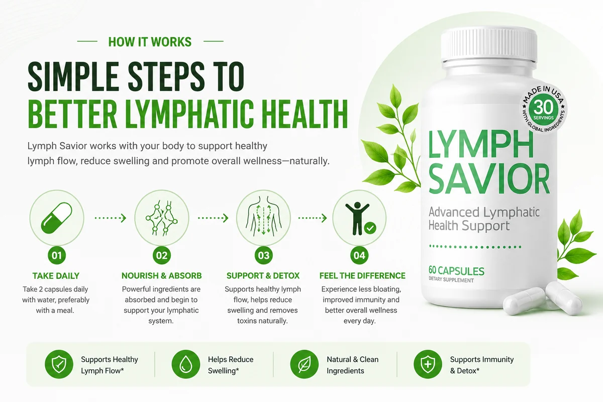 How Lymph Savior works, 4 step infographic